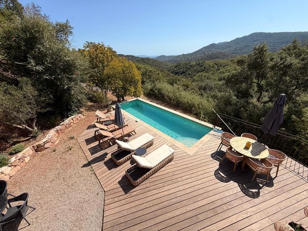 The pool deck from above