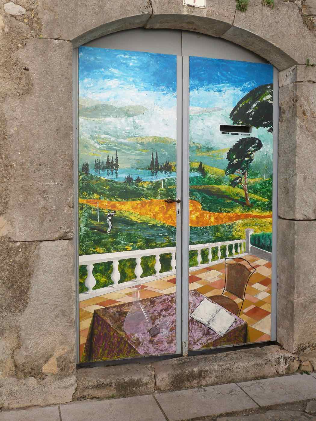 Painted door in the Tourrettes open-air museum